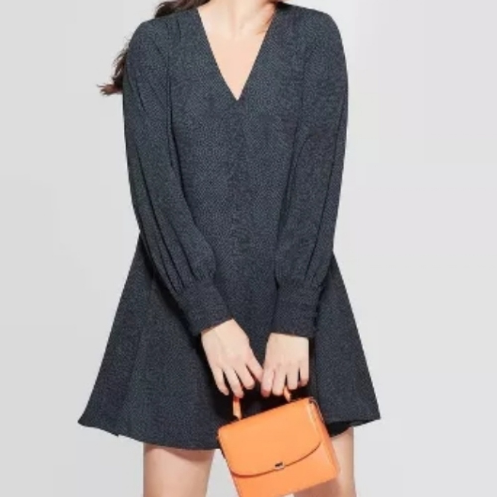 Long Sleeve V-Neck Woven Mini Dress NWOT